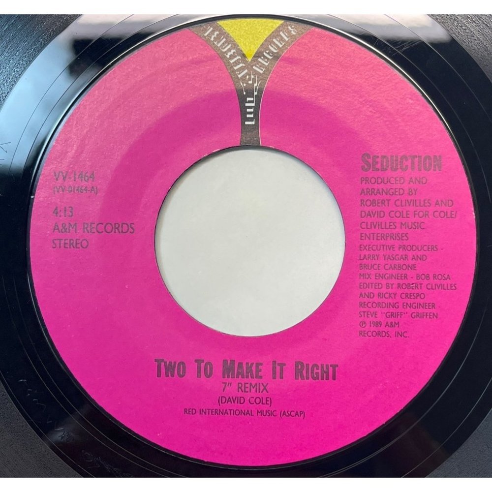 Seduction Two to Make It Right Original and Remix 45 Electronic Pop Vendetta VG+